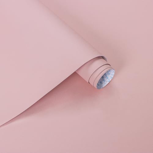 Ismoon Pink Wallpaper Peel and Stick Pink Contact Paper 17.7''×118''Removable by Ismoon