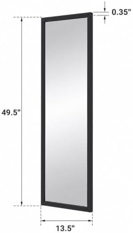 13.5 x 49.5 Inch Full Length Door Mirror, Slim Black Frame - Image 4