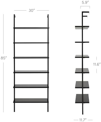 Nathan James Theo 6-Shelf Tall Bookcase, Wall Mount Bookshelf Wood Shelves and - Image 2