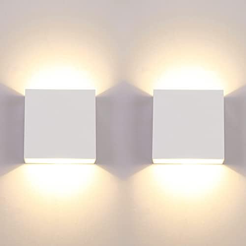 Lightess White Mini Metal 10W Warm White Hardwired Up Down LED Wall Sconce by LIGHTESS