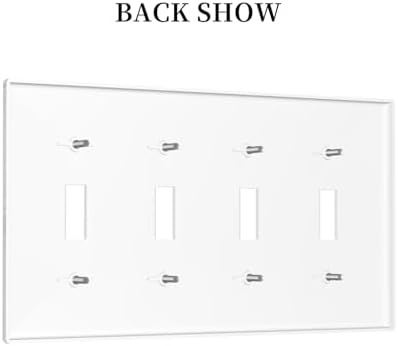 Light Switch Covers Rustic White Grey Wood Grain Quad Toggle 4 Gang Wall Plate - Image 4