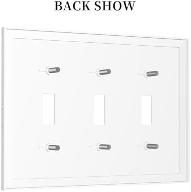 Decorative Switch Plates Rustic White Grey Wood Grain 3 Gang Wall Plate - Image 4