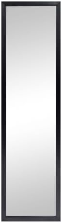 13.5 x 49.5 Inch Full Length Door Mirror, Slim Black Frame by Unknown