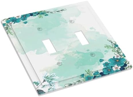 Decorative Switch Plates Blue Green Flowers Light Green Watercolor Patterns 2 - Image 3