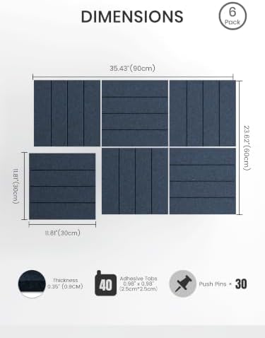 Bumusty 36" x 24" Large Cork Board Alternative, Carbon Blue - Image 2