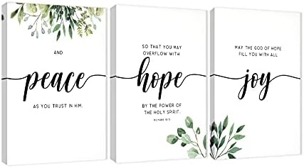 3 Piece Inspirational Wall Art, Quotes Peace Hope Joy Canvas Print by GUTTATYART