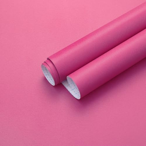 Ismoon 17.7inx118in Pink Wallpaper Peel and Stick Wallpaper Pink Contact Paper by Ismoon