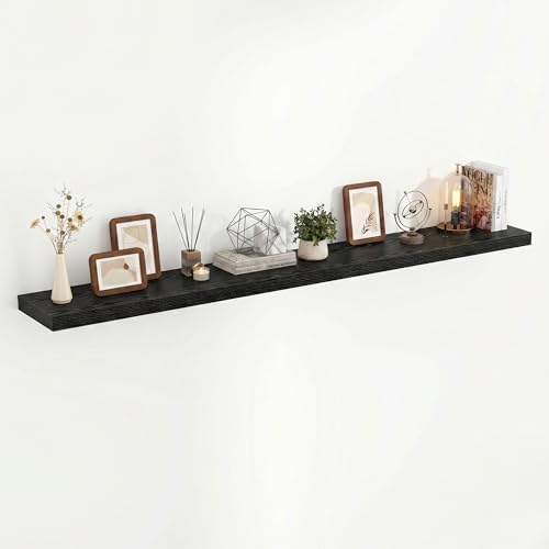 Acovy 72 Inch Floating Shelves, 3D Textured Wood Grain, Wooden Shelves by Acovy