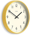 JONES CLOCKS® Studio Clock | Modern Round wall Clock | 12" | Yellow | Easy to by JONESCLOCKS