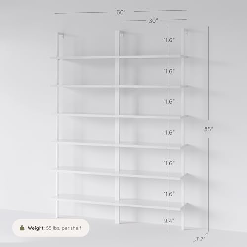 Nathan James Theo 6-Shelf Tall Modern Bookshelf, Wall Mount Ladder Shelf - Image 2