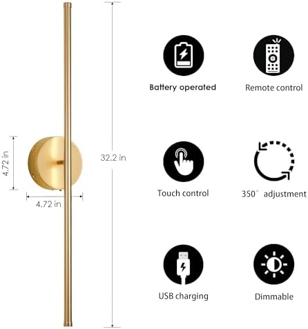 KARTOOSH Battery Operated Wall Sconces, Dimmable Wall Sconces Set of Two - Image 5