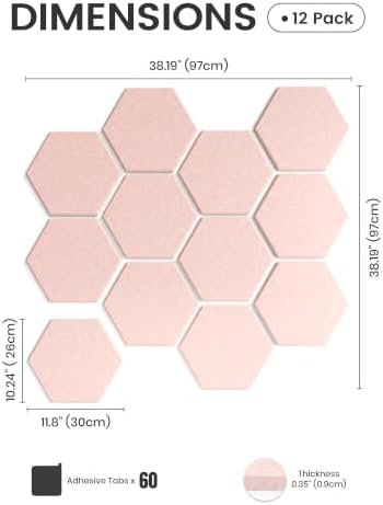 Fluxynara 12-Pack Hexagon Felt Bulletin Board Tiles - Image 2