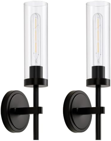 SANTOSTOCK Black Wall Sconces Set of Two, Hardwired Bathroom Vanity Sconces by SANTOSTOCK