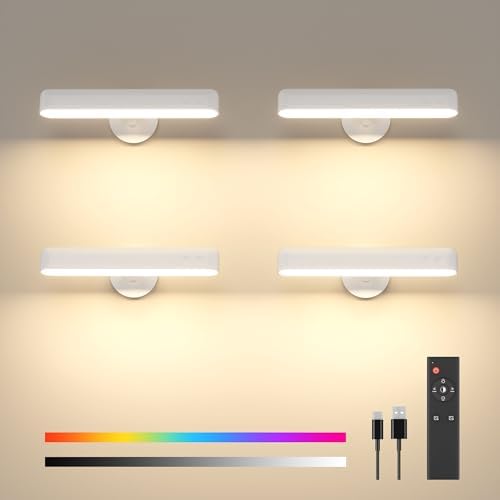 PopoIron 4 Pack Wall Sconces Rechargeable 7500mAh Battery Operated Wall Lights by WelcometoPopoIron