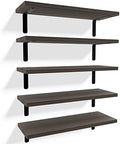 RICHER HOUSE Rustic Wood Floating Shelves Set of 5, Wall Mounted Shelf 16in by RicherHouse