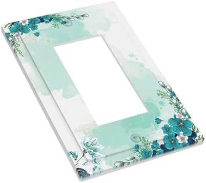 Decorative Outlet Covers Blue Green Flowers Light Green Watercolor Patterns 1 - Image 3
