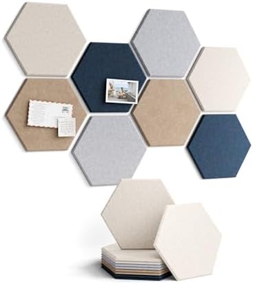 Fluxynara 8-Pack Hexagon Felt Bulletin Board Tiles, Nordic Slate-1 by FLUXYNARA