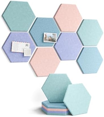Fluxynara 8-Pack Hexagon Felt Bulletin Board Tiles, Coastal Haze-1 by FLUXYNARA