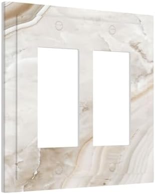 Decorative Outlet Covers Beige Marble Pattern 2 Gang Double GFCI Rocker - Image 2