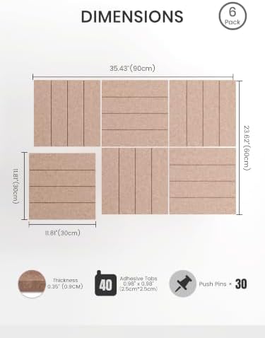 Bumusty 36" x 24" Large Cork Board Alternative - Image 2