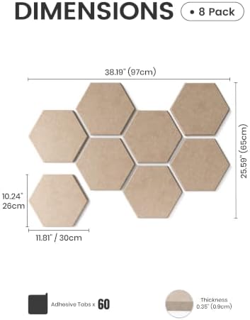 Fluxynara 8-Pack Hexagon Felt Bulletin Board Tiles - Image 2