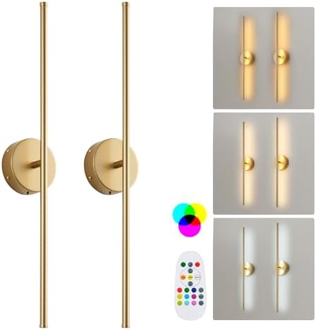 KARTOOSH Battery Operated Wall Sconces Set of Two Wireless Wall Lights by KARTOOSH