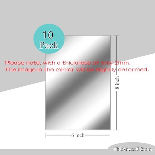 10 Pack Acrylic Mirror Tiles 0.2mm 8 x 6 Inch Self-Adhesive Flexible Plastic - Image 2