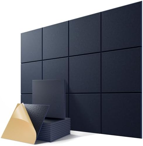 12 Pack Self-Adhesive Sound Proof Foam Panels by Lebenforce