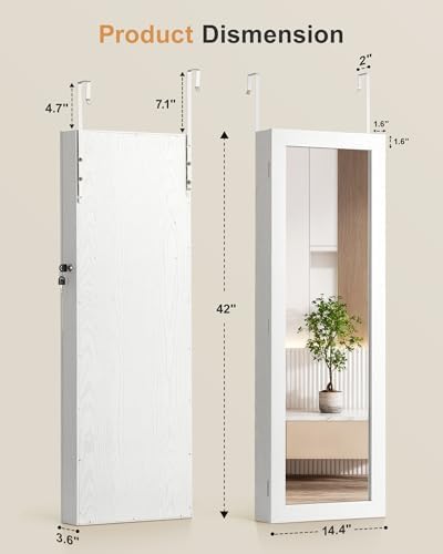 Nicetree 6 LEDs Jewelry Armoire, Hanging Mirror Jewelry Cabinet - Image 5