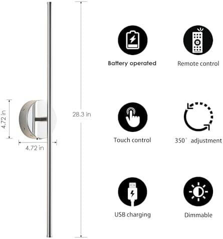 KARTOOSH Battery Operated Wall Sconces Set of Two Wireless Wall Lights - Image 5