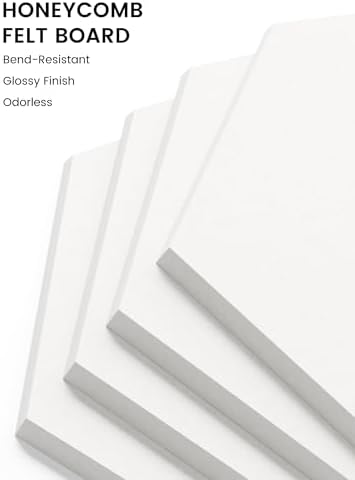 Fluxynara 12-Pack Hexagon Felt Bulletin Board Tiles, Milky White-1 - Image 3