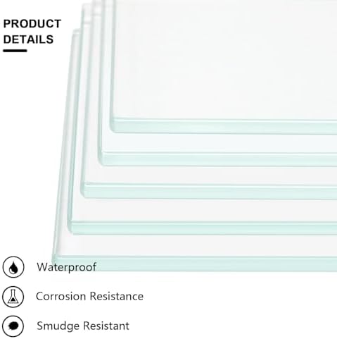 08" W x 44" L - 5 PCS Rectangle Tempered Glass Shelf Set, Glass Shelves of Wall - Image 7