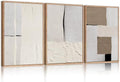 LHIUEM Large Abstract Neutral Framed Canvas Wall Art Set, Mid Century Beige by LHIUEM