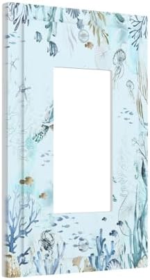 Decorative Outlet Covers Teal Blue Ocean Sea Turtle Seabed Plants 1 Gang Single - Image 2