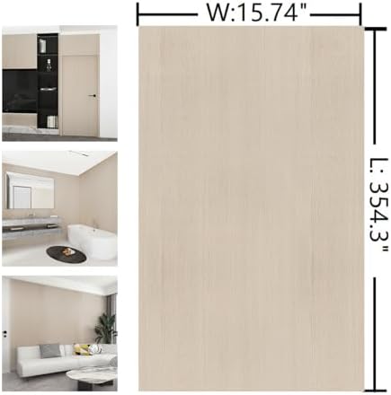 15.74"x354.3" Beige Wood Wallpaper Peel and Stick Faux Wood Contact Paper - Image 7