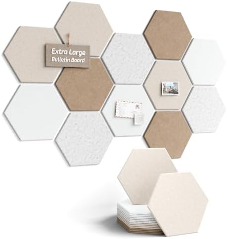 Fluxynara Extra Large 12-Pack Felt Bulletin Board Tiles, Stone Beige by FLUXYNARA