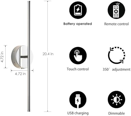 KARTOOSH Battery Operated Wall Sconces Set of Two Wireless Wall Lights - Image 5