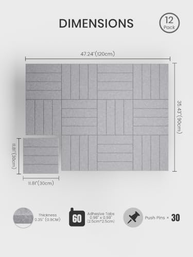 Bumusty 48" x 36" Large Cork Board Alternative, Soft Gray - Image 2