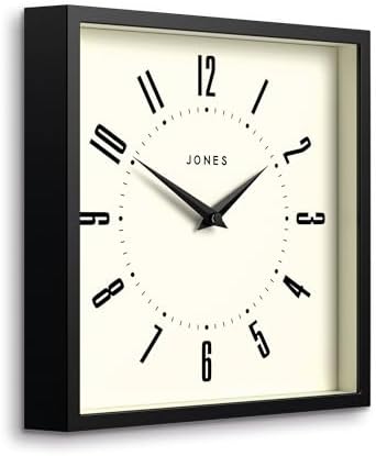 JONES CLOCKS® Box wall Clock | Retro Square Clock | 10" | Black | Easy to Read - Image 2