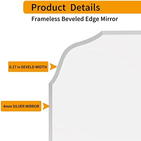 18" x 24" Silver Wall Mirror Beveled Edge Frameless Mirrors - Image 7