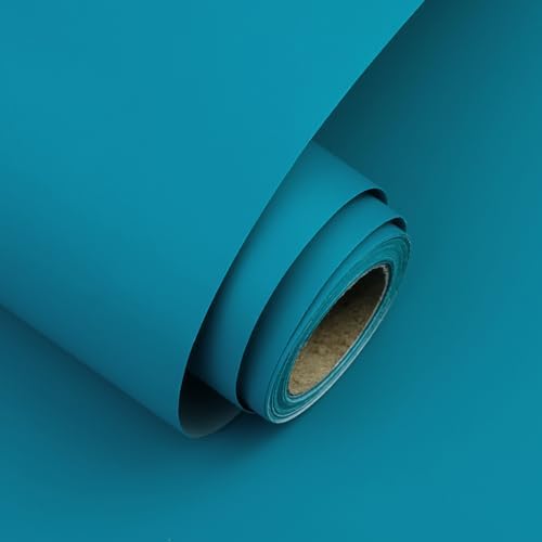 Teal Peel and Stick Wallpaper 23.6"x118" Solid Colour Contact Paper Modern by Uooar
