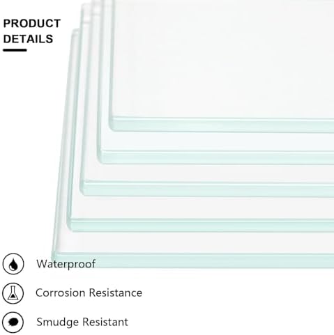 12" W x 24" L - 5 PCS Rectangle Tempered Glass Shelf Set, Glass Shelves of Wall - Image 7