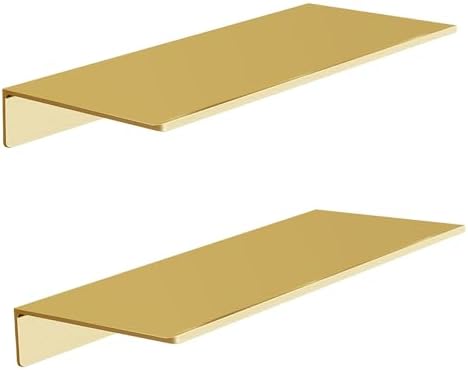 HNVNER Brushed Gold Floating Shelves Set of 2, Wall Shelf, 11.8 x 4.9 Inch by HNVNER
