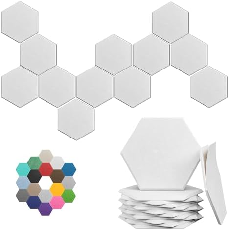 Hexagon Acoustic Panels, 12 Pack Self-Adhesive Sound Panels by UNECHOACOUSTIC
