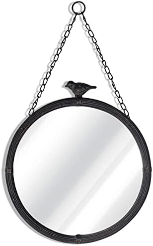 NIKKY HOME 11.2" Decorative Small Hanging Mirrors Vintage Rustic Round Metal by NIKKYHOME