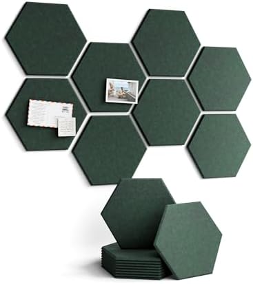 Fluxynara 8-Pack Hexagon Felt Bulletin Board Tiles, Pine Green-1 by FLUXYNARA