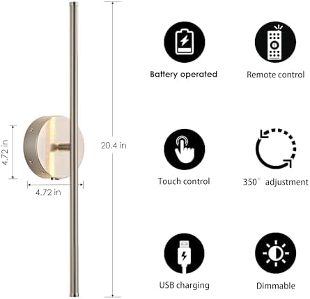 KARTOOSH Battery Operated Wall Sconces Set of Two Wireless Wall Lights - Image 5