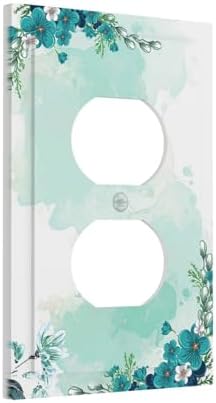 Outlet Covers Blue Green Flowers Light Green Watercolor Patterns 1 Gang Duplex - Image 2
