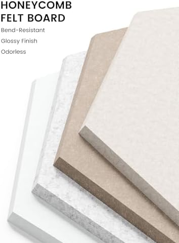Fluxynara 12-Pack Hexagon Felt Bulletin Board Tiles, Stone Beige - Image 3