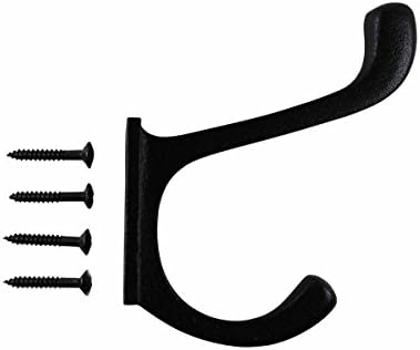 Renovator's Supply Black Wrought Iron Double Coat Robe Hooks 4 Inches Long - Image 5